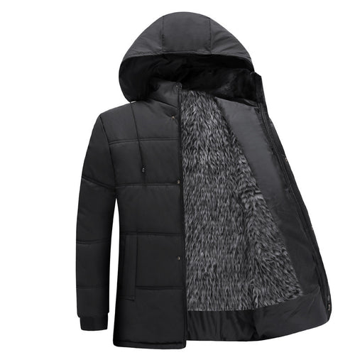 Herren gesteppte Winterjacke mit flauschigem Innenfutter und verstellbarem Kapuzenkragen Echoarchiv