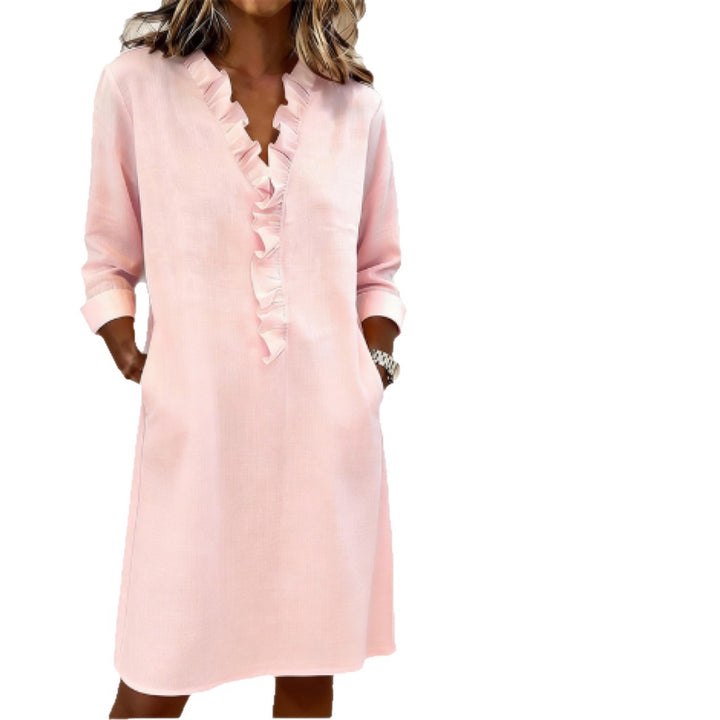 Damen Freizeitkleid mit Rüschen und V-Ausschnitt Echo Archiv