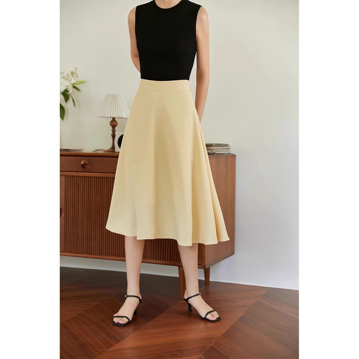 Damen Eleganter Midirock mit fließendem Schnitt Echoarchiv