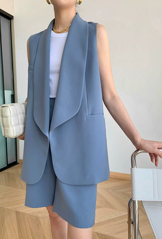 Damen Modische Weste und Shorts Set Echoarchiv