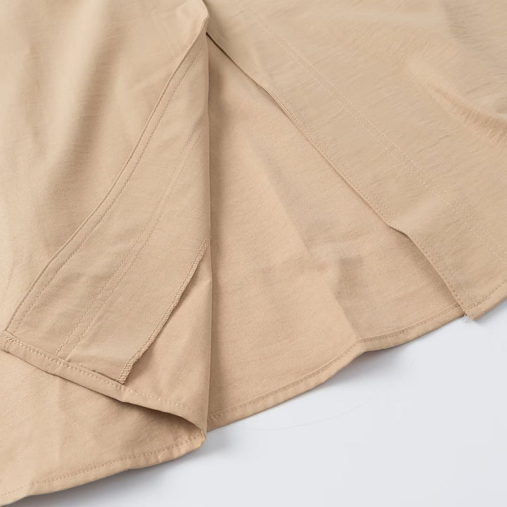 Damen Ärmelloses Hemdblusenkleid mit weitem A‑Linien‑Rock und Ziergürtel Echoarchiv