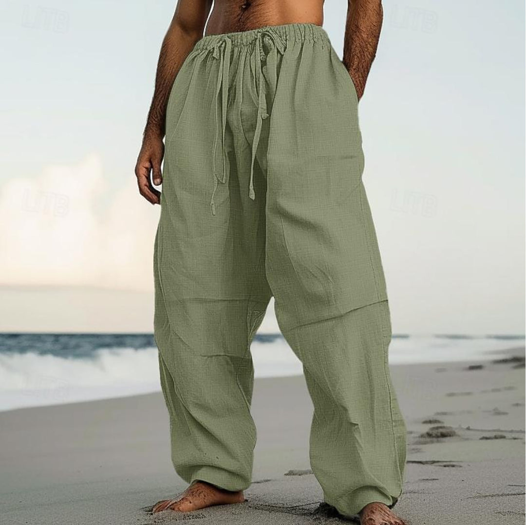 Herren luftige Leinenhose mit elastischem Bund Echoarchiv