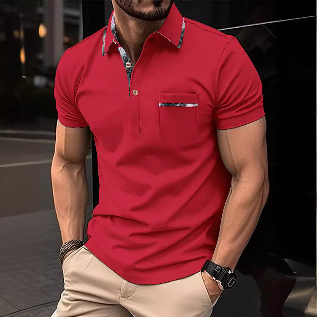 Herren Poloshirt mit modischem Kragen und praktischer Brusttasche Echoarchiv