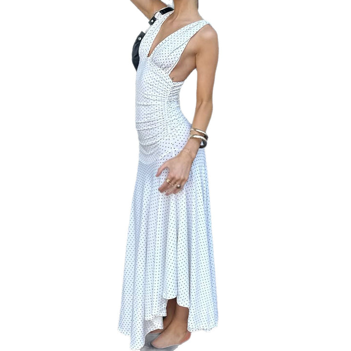 Damen Maxikleid mit asymmetrischem Saum und tiefem V-Ausschnitt Echo Archiv