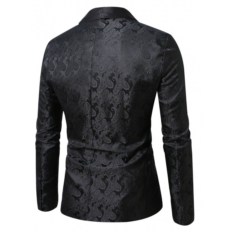Herren Luxuriöser Satin Smoking-Blazer mit floralem Jacquard-Muster Echoarchiv
