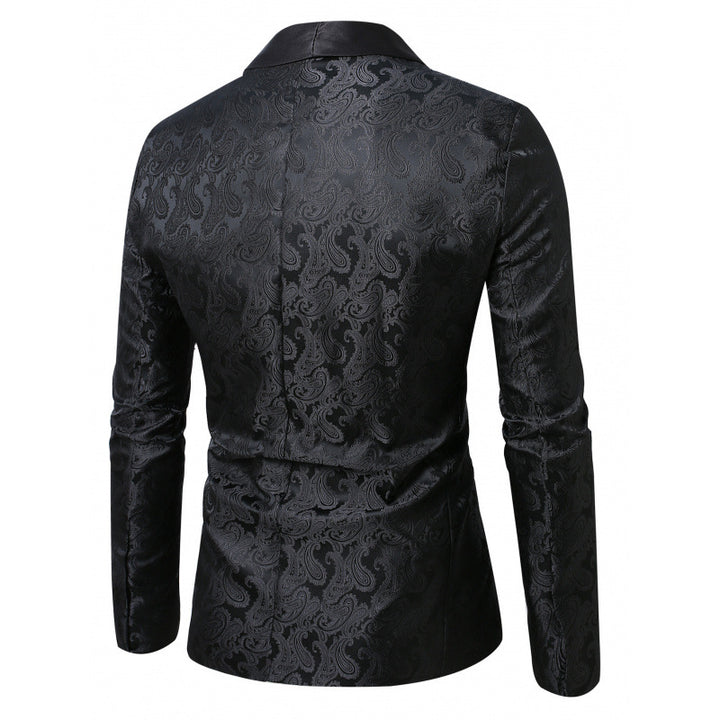 Herren Luxuriöser Satin Smoking-Blazer mit floralem Jacquard-Muster Echoarchiv