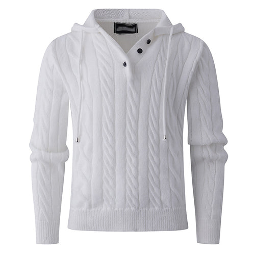 Herren Strickpullover mit Kapuze und strukturiertem Zopfmuster Echoarchiv