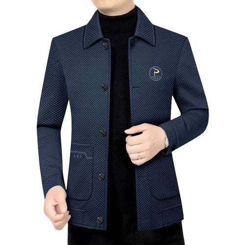 Herren Strukturierte Übergangsjacke mit Reverskragen und aufgesetzten Taschen – Taviero