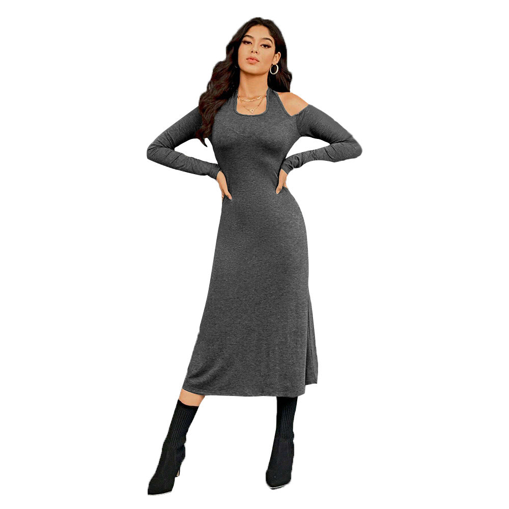 Damen figurbetontes Midikleid mit Neckholder, Cut-Out-Schultern und taillierter Jersey-Silhouette – Élara