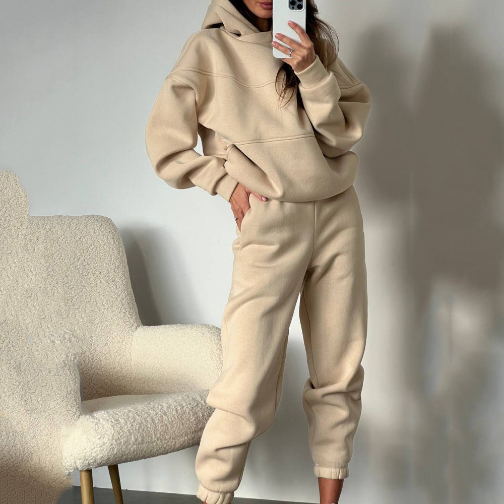 Damen Oversized Loungewear-Set aus schwerem French-Terry mit strukturierter Kapuze und Relax-Jogginghose – Auréline