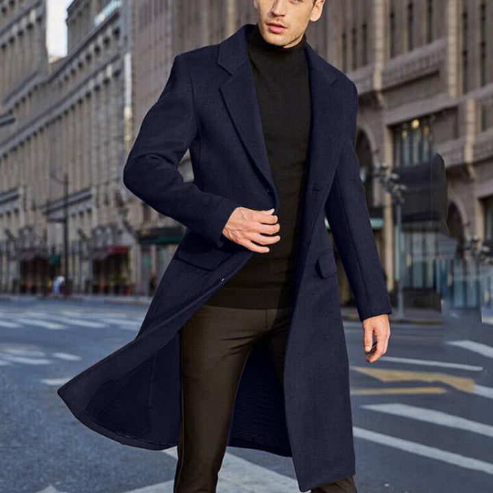 Herren eleganter, klassischer Schnitt Mantel mit hohem Kragen Echoarchiv