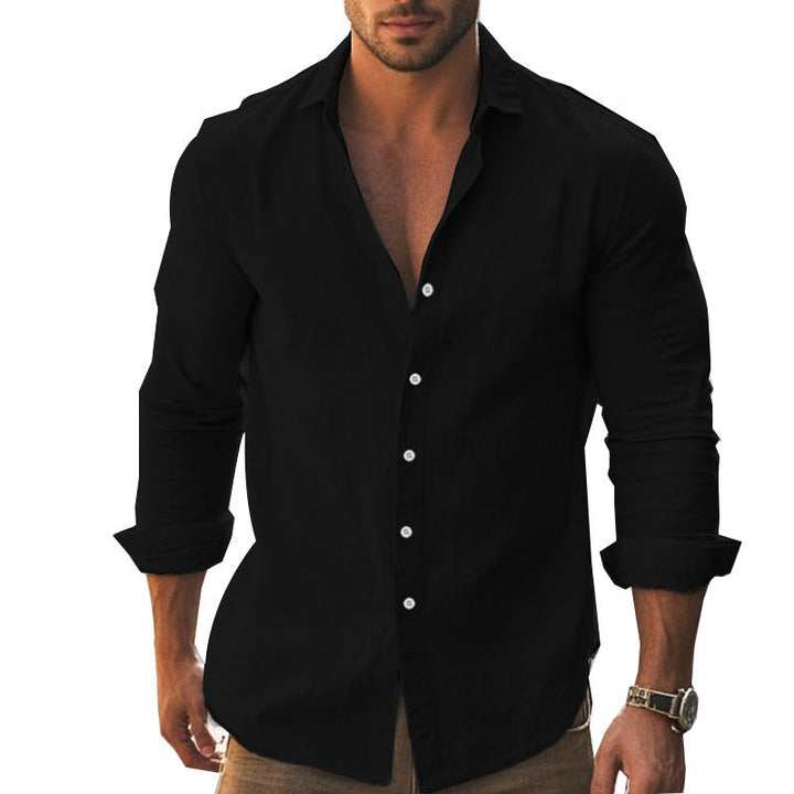 Herren Elegantes Langarmhemd mit modernem Kragen und hochwertiger Baumwollstruktur Echoarchiv