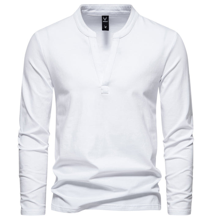 Herren nan langärmeliges Henleyshirt mit Stehkragen, tiefer V-Öffnung und schmaler Passform Echo Archiv