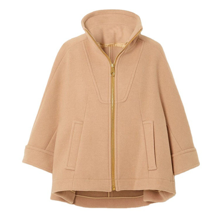 Damen Kurzcape-Jacke aus Wollmix mit Stehkragen und Reißverschluss Echoarchiv