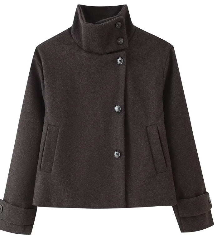 Damen Kurzjacke im Boxy‑Cut mit hohem Stehkragen und Hornknöpfen Echo Archiv