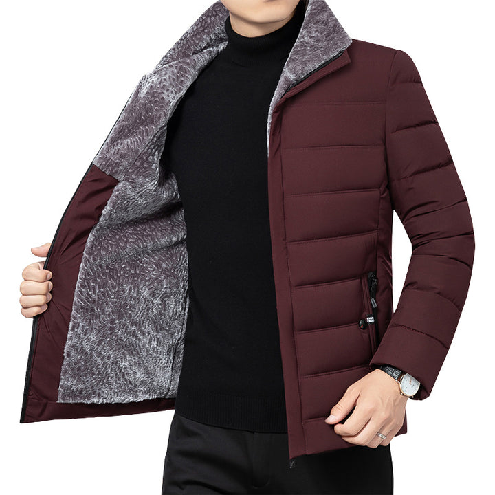 Herren Wattierte Winterjacke mit weichem Plüschfutter, Stehkragen und schmaler Steppung – Marzano