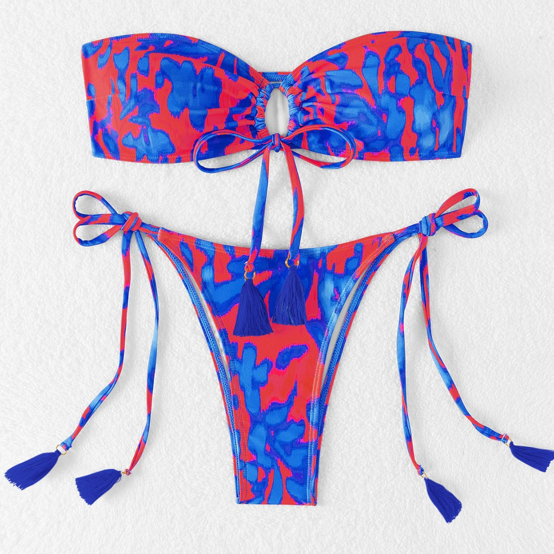Damen Bandeau-Bikini mit stylishem Cut-Out und seitlichen Bindebändern Echo Archiv