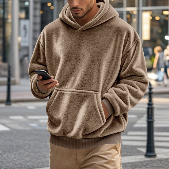 Herren nan kuscheliger Oversize-Fleece-Hoodie mit Kängurutasche und geripptem Saum Echo Archiv