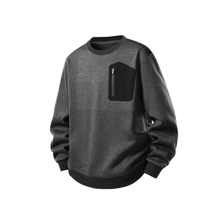 Herren Relaxed-Fit Struktursweatshirt mit Reißverschluss-Brusttasche Echo Archiv