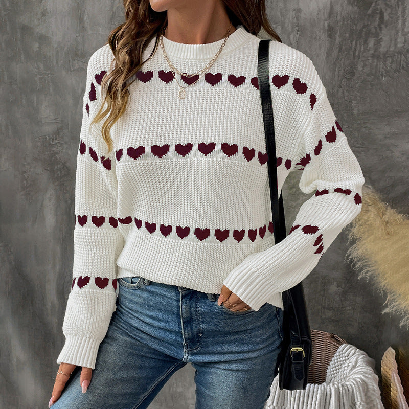 Damen Kuscheliger Strickpullover mit Herzmuster Echo Archiv