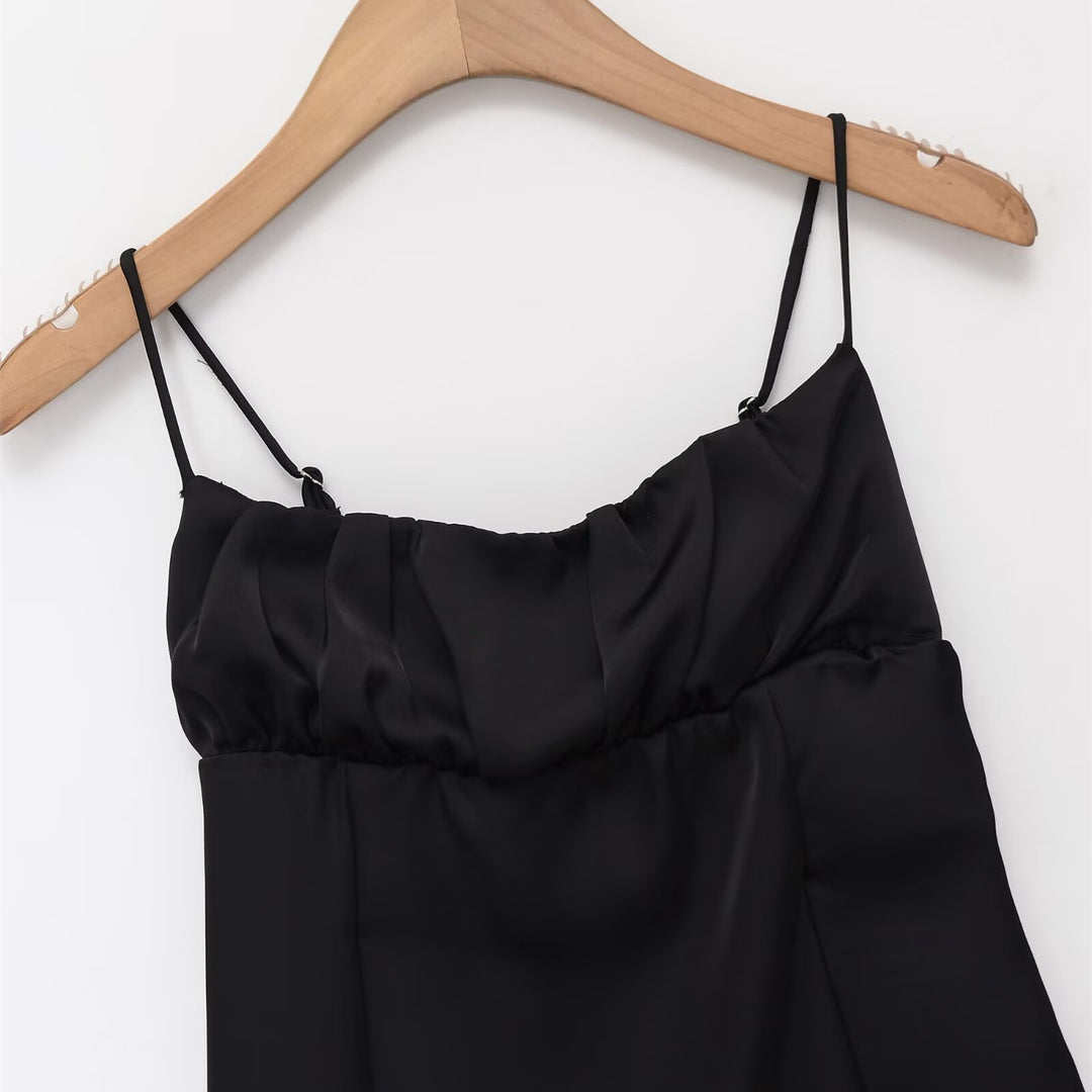 Damen Spaghettiträgerkleid mit elegantem Volant und raffiniertem Schnitt Echo Archiv
