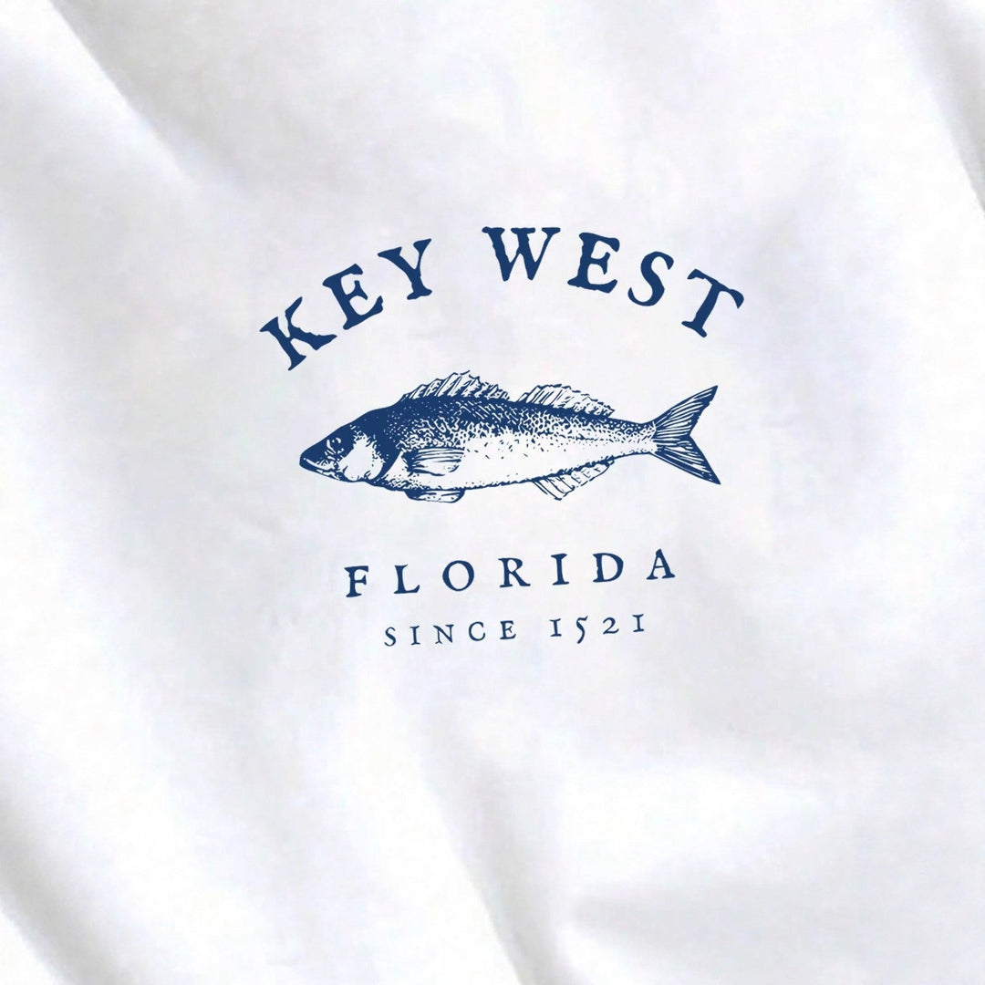 Damen nan Oversize-Sweatshirt mit maritimem Key-West Fischmotiv, dropped-Shoulder und weichem Baumwollmix Echo Archiv