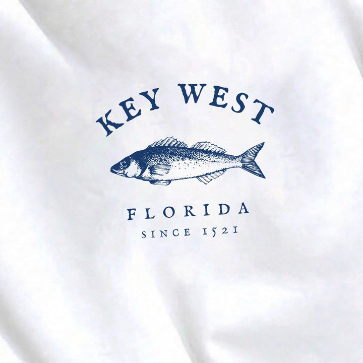 Damen nan Oversize-Sweatshirt mit maritimem Key-West Fischmotiv, dropped-Shoulder und weichem Baumwollmix Echo Archiv