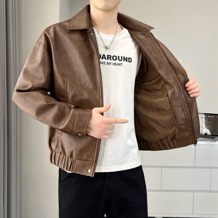 Herren lässige Kunstlederjacke mit modernem Schnitt und praktischen Taschen Echoarchiv