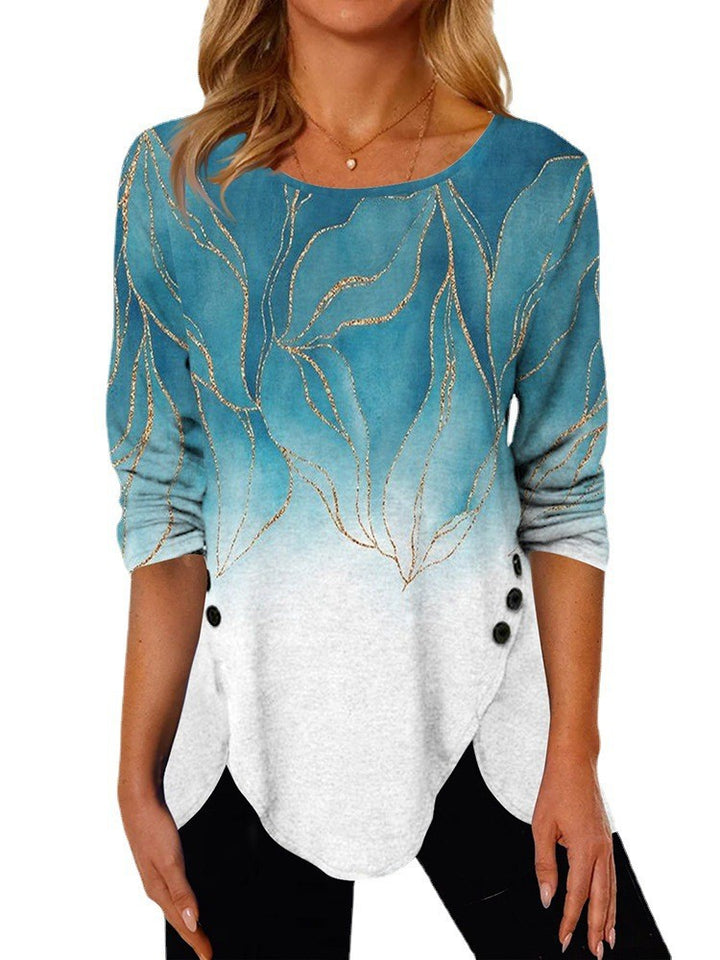 Damen Langärmeliges Oversize-Sweatshirt mit abstraktem Aquarell-Mosaikprint – Avérine