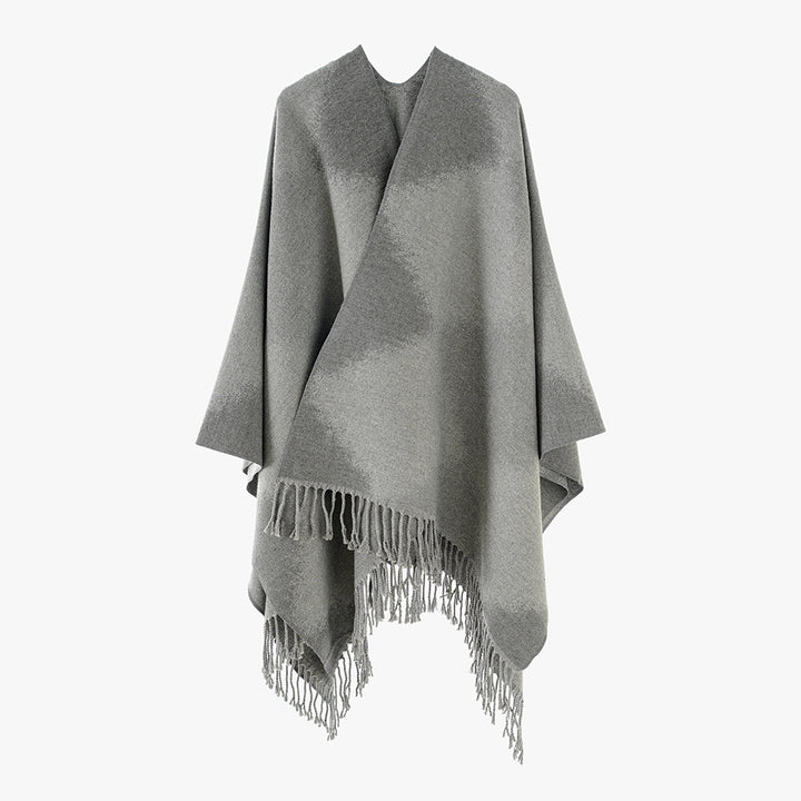 Damen Kaschmiroptik-Cape im Kimono-Schnitt mit feinem Fransensaum Echo Archiv