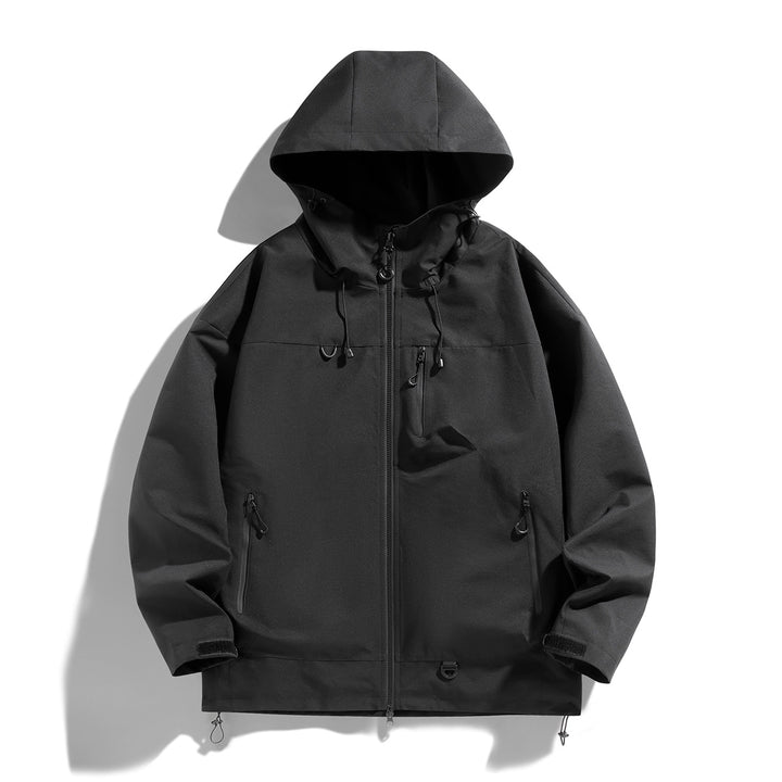 Herren wasserdichte Outdoor-Jacke mit verstellbarer Kapuze und praktischen Reißverschlusstaschen Echoarchiv