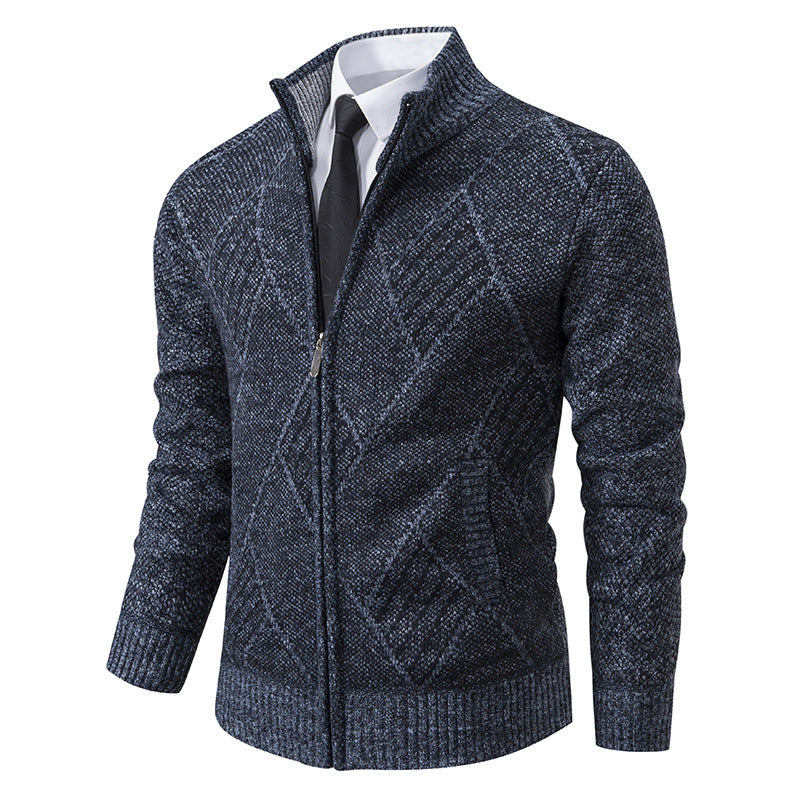 Herren Strickjacke mit modernem Zopfdesign und praktischem Reißverschluss Echoarchiv