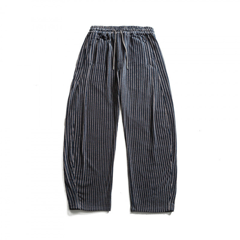 Unisex Weite Cord-Optik Loungehose mit Kordelzug und vertikalen Streifen Echo Archiv