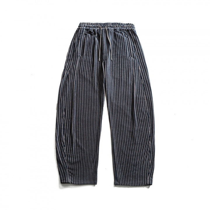 Unisex Weite Cord-Optik Loungehose mit Kordelzug und vertikalen Streifen Echo Archiv