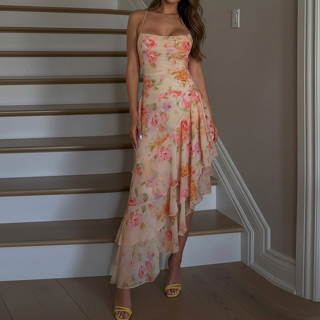 Damen florales Maxikleid mit Rüschendetails Echo Archiv