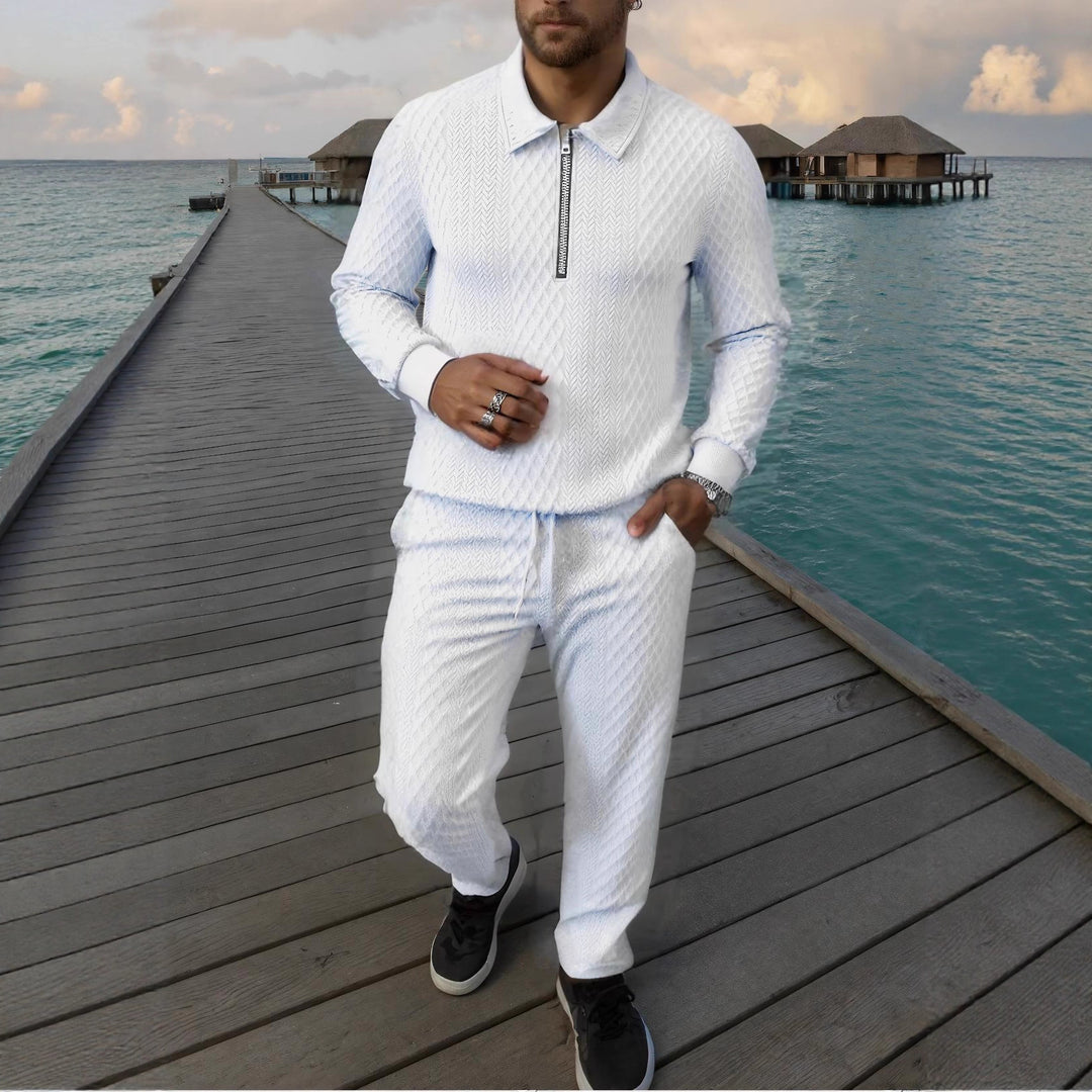 Herren Elegantes Strickanzug aus atmungsaktivem Material mit Stehkragen Echoarchiv