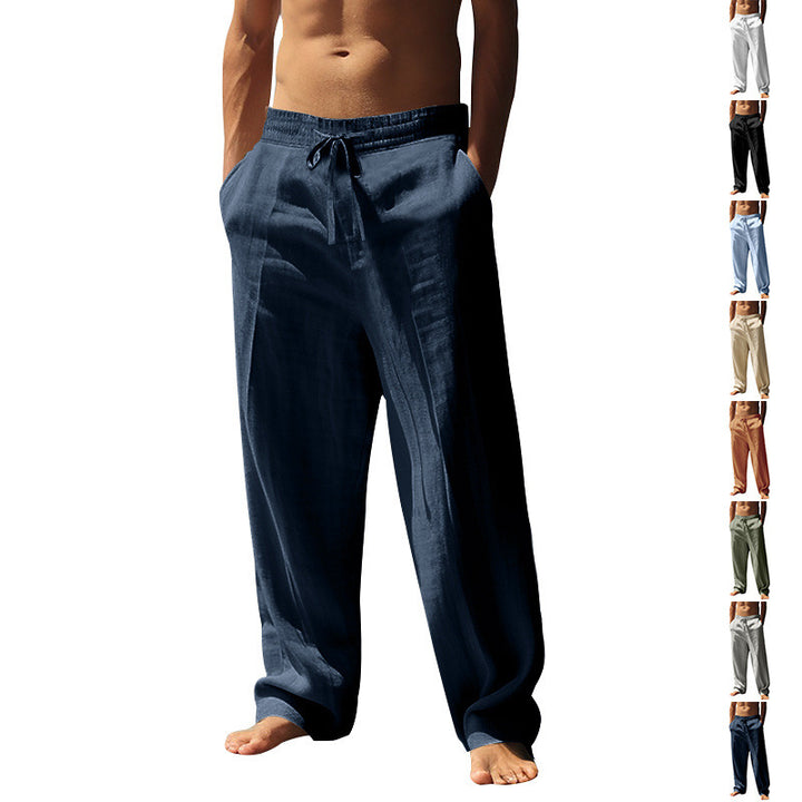 Herren nan lockere Leinen-Hose mit Elastikbund und Seitentaschen Echo Archiv