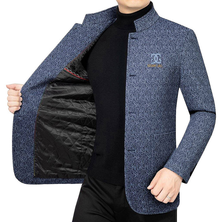 Herren Moderner Stehkragen-Blazer im Travel-Stil mit wattierter Innenfütterung – Tianoro