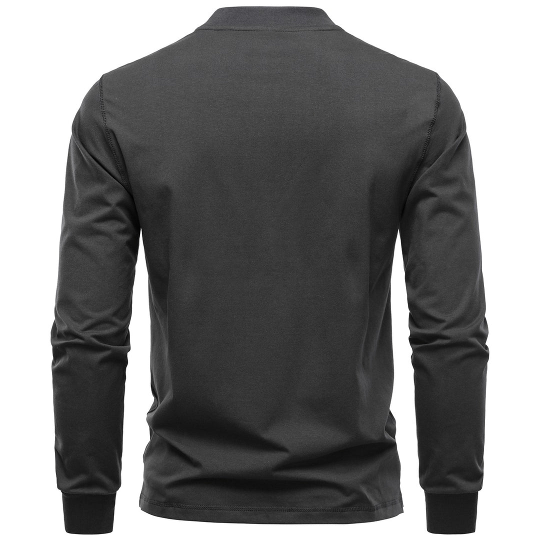 Herren Langarm-Henleyshirt mit Stehkragen und zweifacher Knopfleiste, Slim Fit, Baumwoll-Mix Echo Archiv