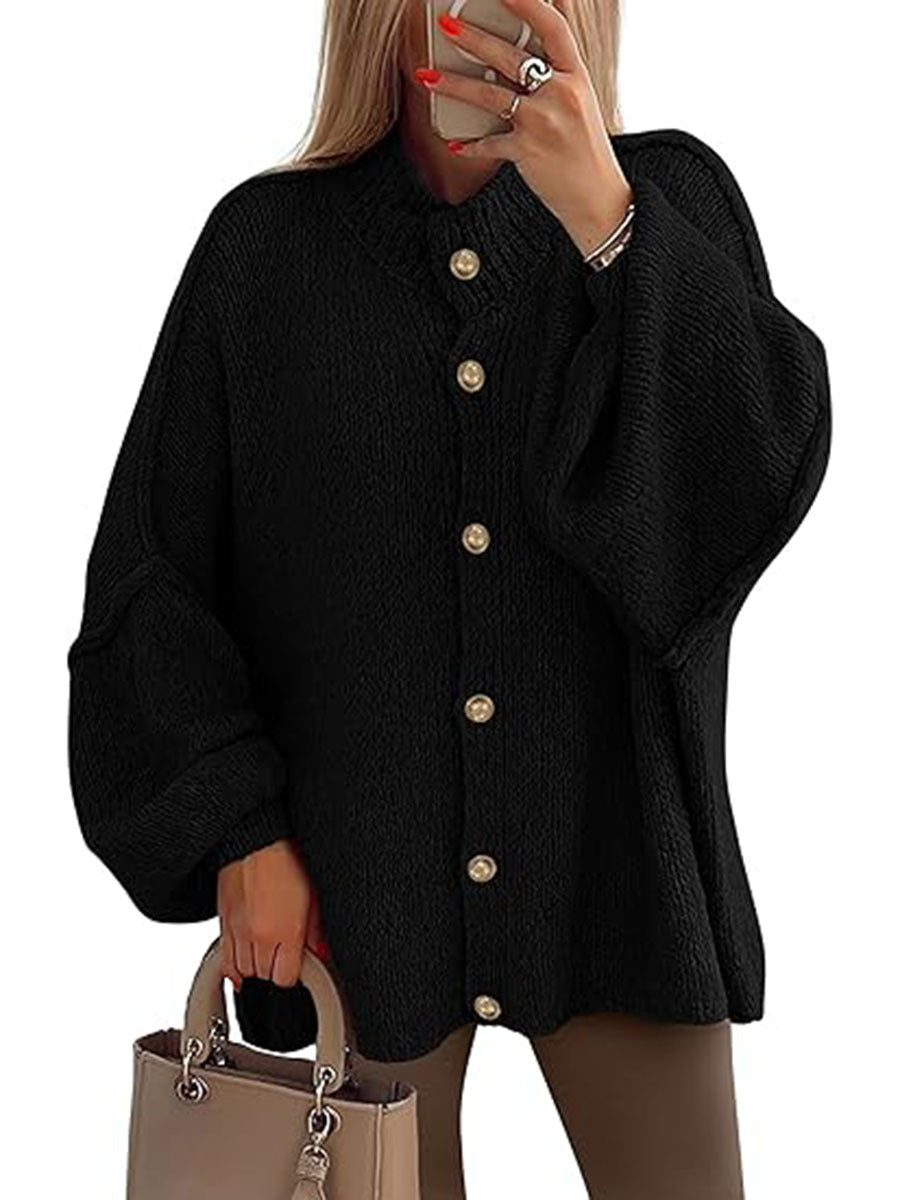 Damen oversized Strickjacke mit Knopfverschluss Echoarchiv