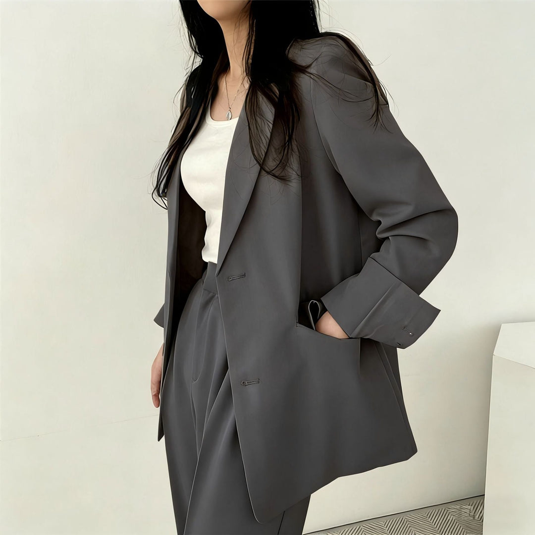 Damen elegantes Blazer-Set mit weitem Schnitt Echoarchiv