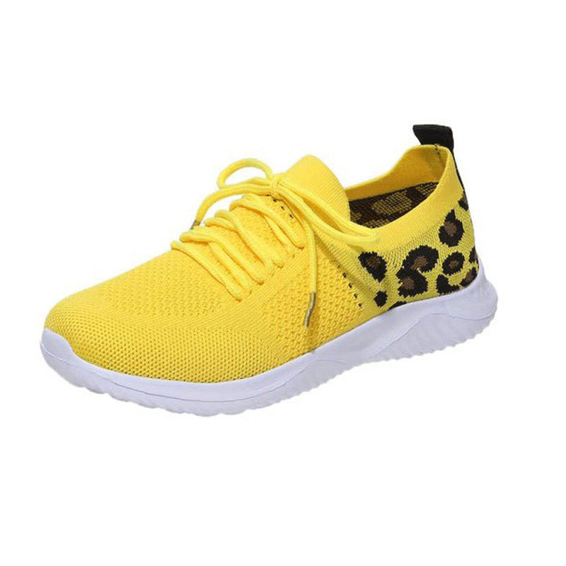 Damen Atmungsaktive Strick-Slipper mit gepolsterter Dämpfungssohle und Leoparden-Schaft – Lioré