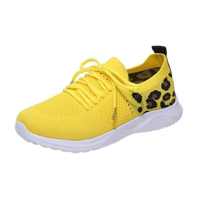 Damen Atmungsaktive Strick-Slipper mit gepolsterter Dämpfungssohle und Leoparden-Schaft – Lioré