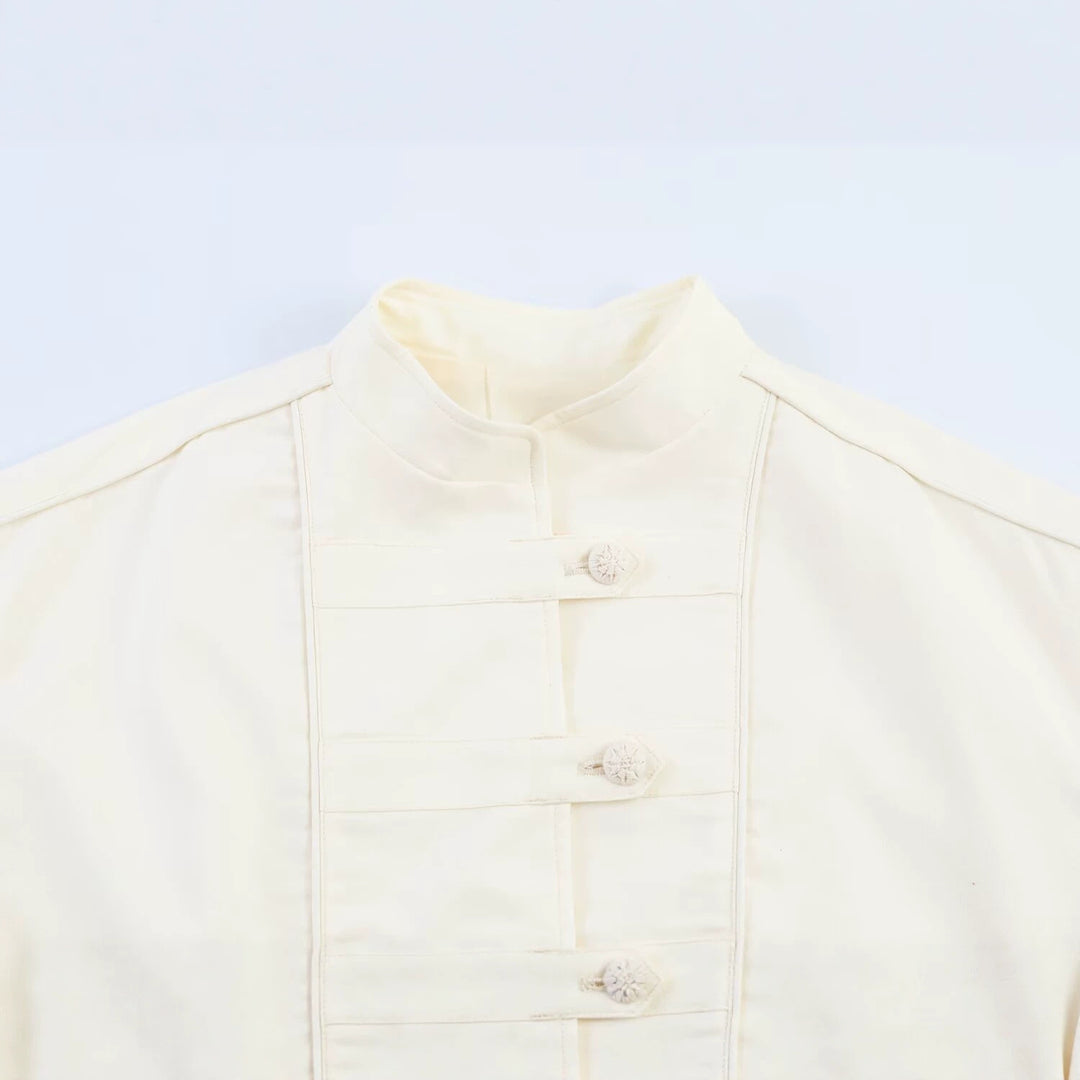 Damen Oversize Jacke mit Stehkragen und chinesischen Zierknöpfen Echo Archiv