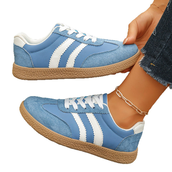 Damen Retro-Sneaker mit Velours-Overlays, Zierstreifen und profildetails – Névara