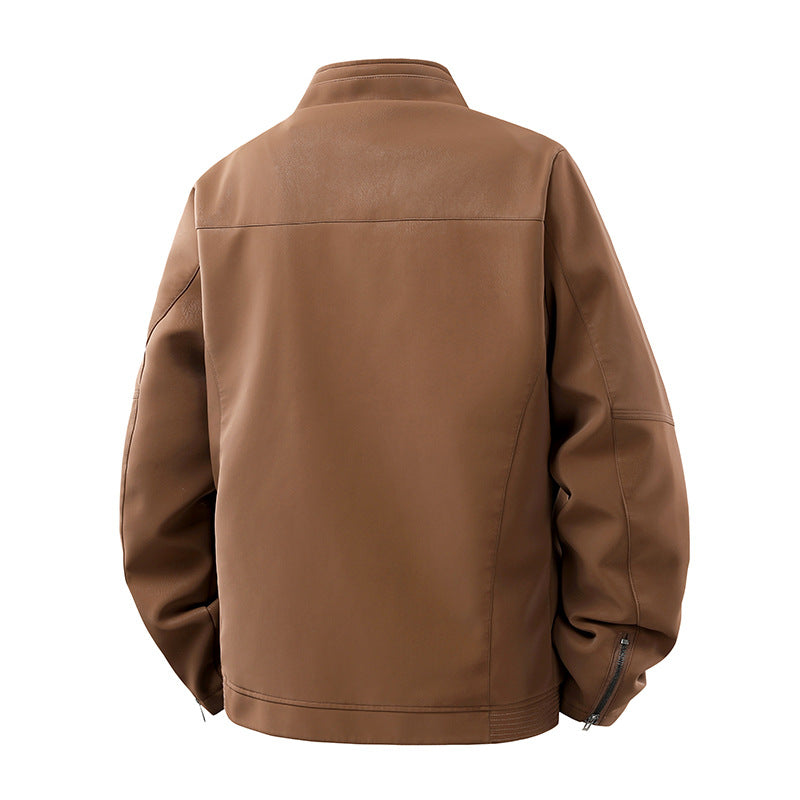 Herren Casual-Lederoptik-Blouson mit Stehkragen und verdecktem Reißverschluss Echo Archiv