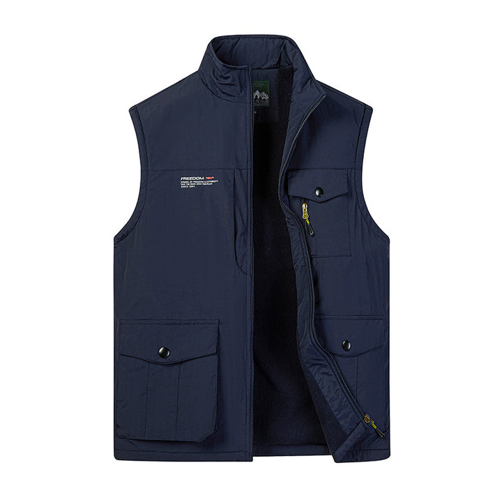 Herren Leichte Fleece-gefütterte Outdoor-Weste mit Mehrfachtaschen und Stehkragen – Marzano