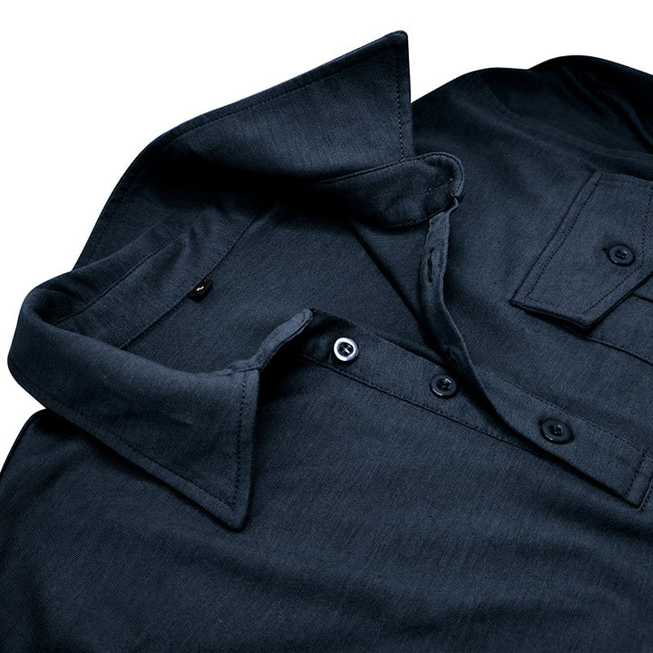 Herren Langarm Poloshirt mit modernem Stehkragen Echoarchiv