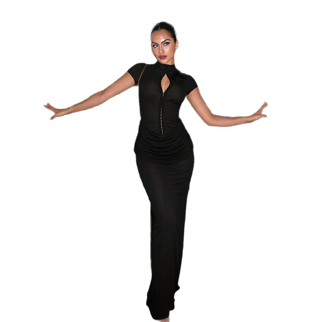 Damen Langarm Maxikleid mit raffiniertem Schnitt und eleganter Knopfdetail Echo Archiv
