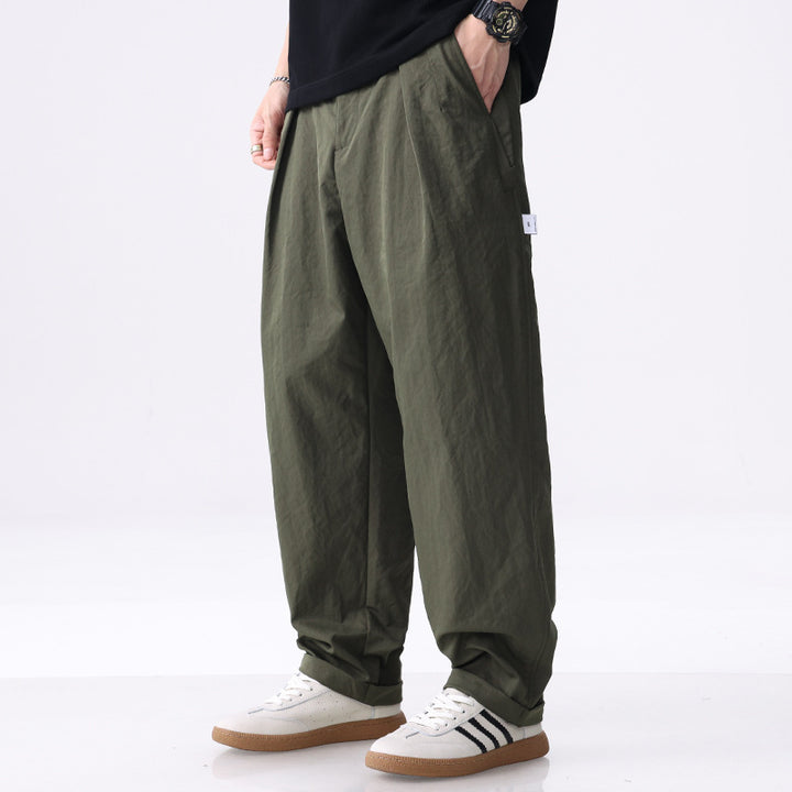 Herren Weite Baumwollmix-Cargohose mit Bundfalten und elastischem Kordelzug Echoarchiv